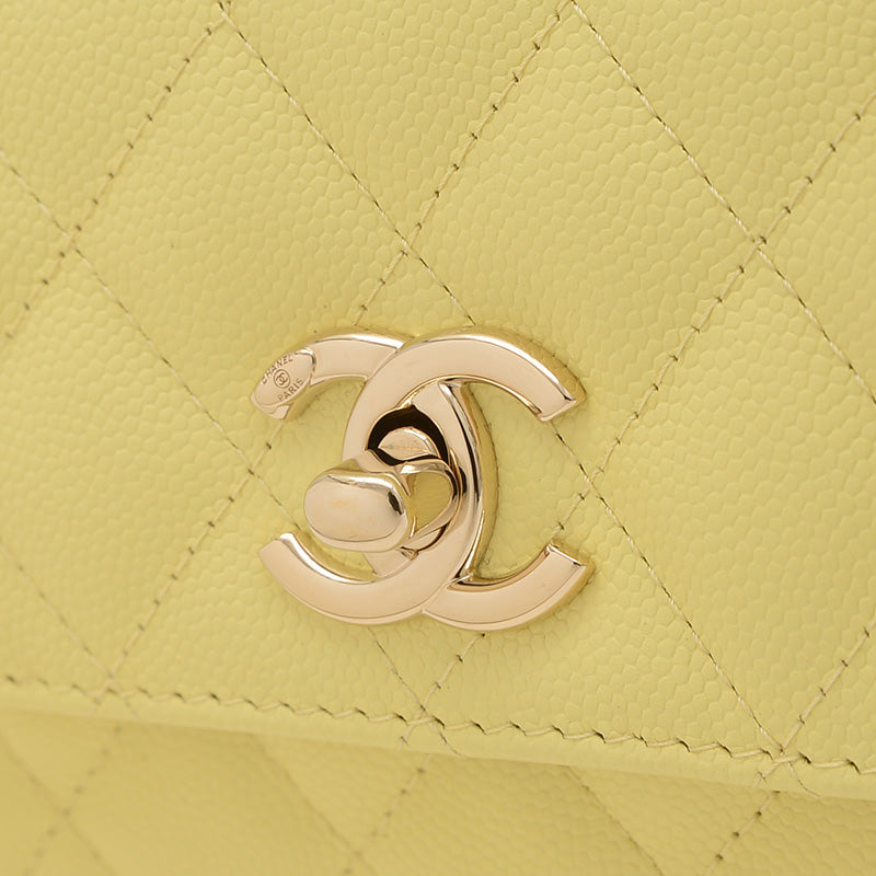 ココハンドル エクストラミニ 2WAYバッグ キャビアスキン イエロー AP4244 ハンドバッグ