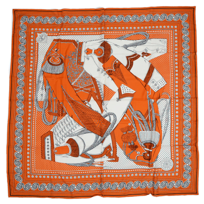 カレ140 ジェアン ショール ズアヴとドラゴン バンダナ ZOUAVES ET DRAGONS オレンジ スカーフ