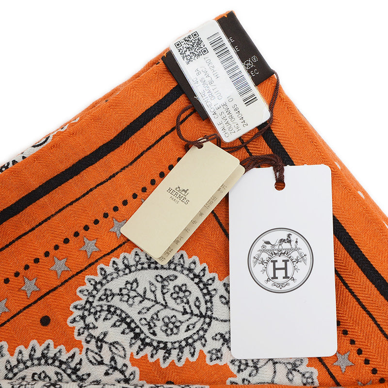 カレ140 ジェアン ショール ズアヴとドラゴン バンダナ ZOUAVES ET DRAGONS オレンジ スカーフ