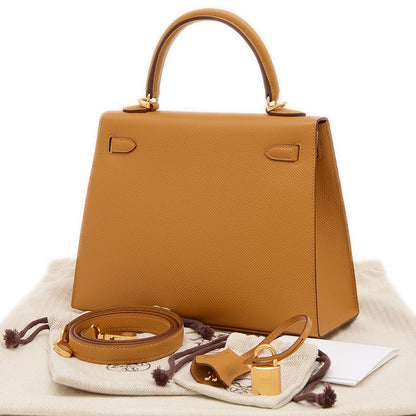 ケリー25 外縫い エプソン セサミ ゴールド金具 W刻印 ハンドバッグ