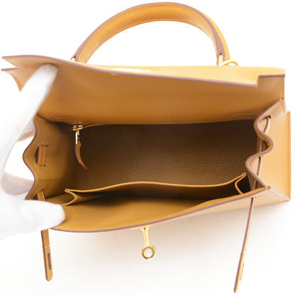 ケリー25 外縫い エプソン セサミ ゴールド金具 W刻印 ハンドバッグ