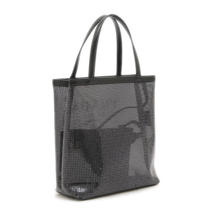 スパンコールメッシュ ハンドバッグ ブラック ポーチ付き 1GB417 トートバッグ