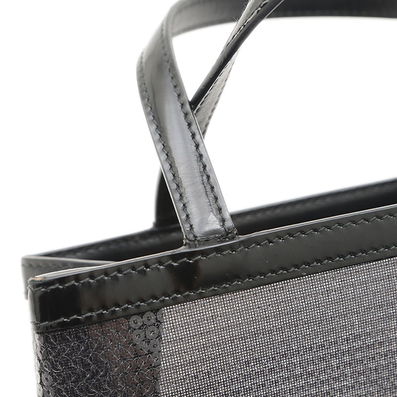 スパンコールメッシュ ハンドバッグ ブラック ポーチ付き 1GB417 トートバッグ