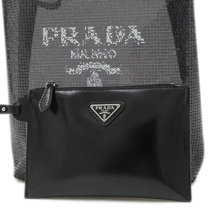 スパンコールメッシュ ハンドバッグ ブラック ポーチ付き 1GB417 トートバッグ