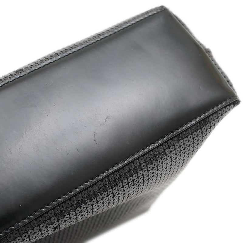 スパンコールメッシュ ハンドバッグ ブラック ポーチ付き 1GB417 トートバッグ