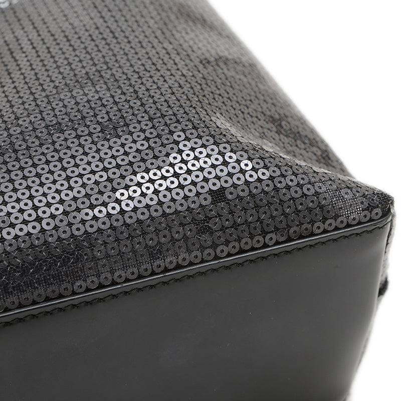 スパンコールメッシュ ハンドバッグ ブラック ポーチ付き 1GB417 トートバッグ