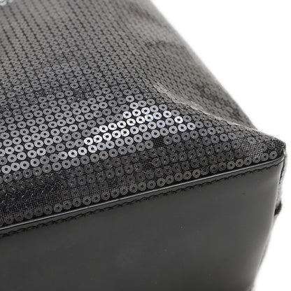 スパンコールメッシュ ハンドバッグ ブラック ポーチ付き 1GB417 トートバッグ