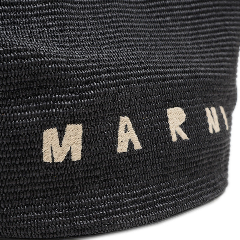 トロピカリア サマー ラージ トートバッグ ラフィア/レザー ブラック BMMP0069Q0 トートバッグ