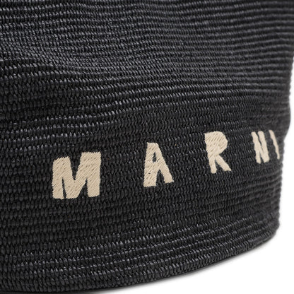 トロピカリア サマー ラージ トートバッグ ラフィア/レザー ブラック BMMP0069Q0 トートバッグ