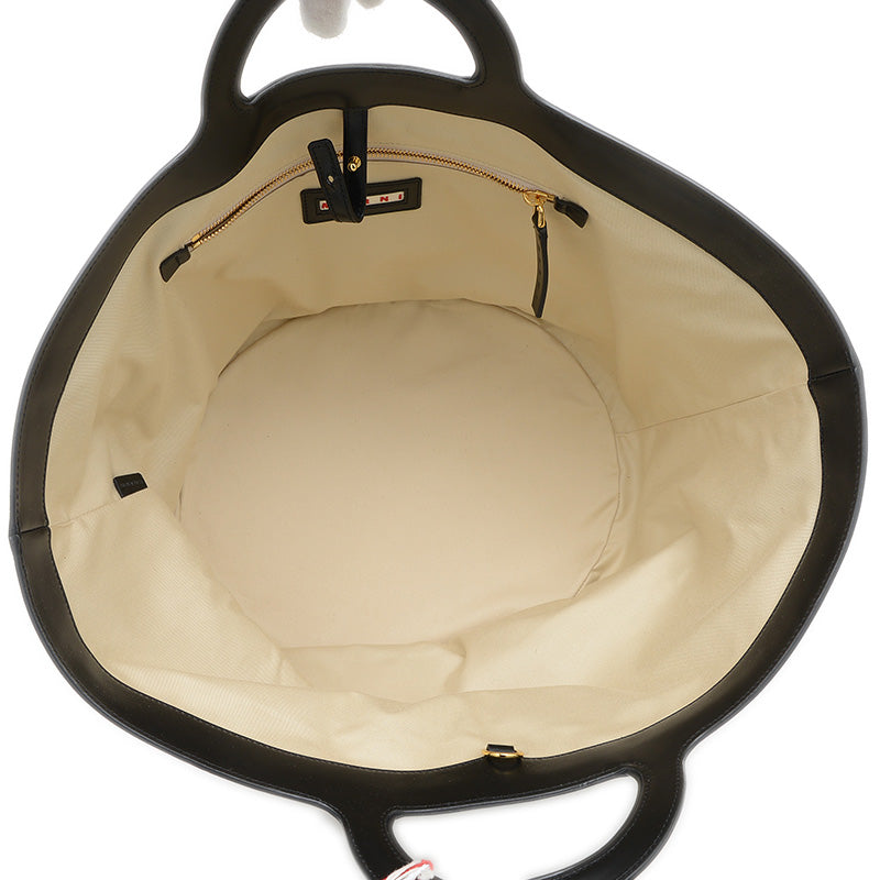 トロピカリア サマー ラージ トートバッグ ラフィア/レザー ブラック BMMP0069Q0 トートバッグ