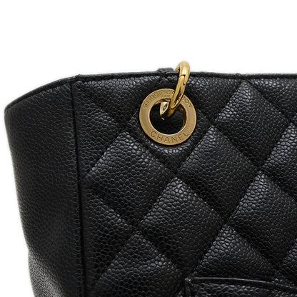 PST トートバッグ キャビアスキン ブラック ゴールド金具 A50994 トートバッグ