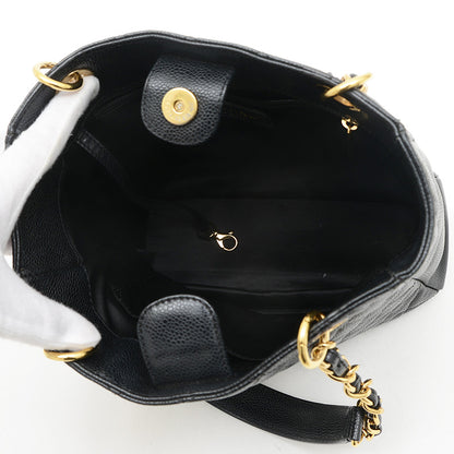 PST トートバッグ キャビアスキン ブラック ゴールド金具 A50994 トートバッグ