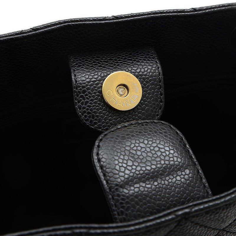 PST トートバッグ キャビアスキン ブラック ゴールド金具 A50994 トートバッグ