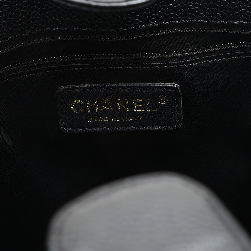 PST トートバッグ キャビアスキン ブラック ゴールド金具 A50994 トートバッグ