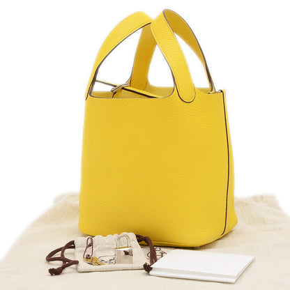 ピコタンロック PM 18 トリヨン ジョーヌナプル シルバー金具 Y刻印 ハンドバッグ