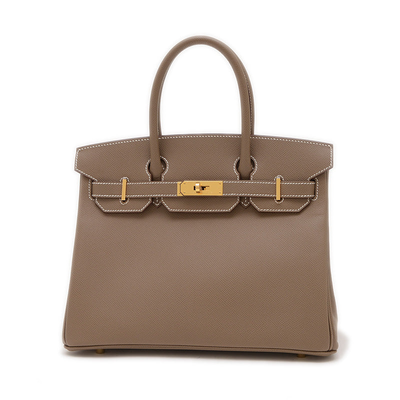 バーキン30 エプソン エトゥープ ゴールド金具 W刻印 ハンドバッグ