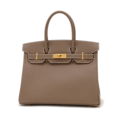 バーキン30 エプソン エトゥープ ゴールド金具 W刻印 ハンドバッグ