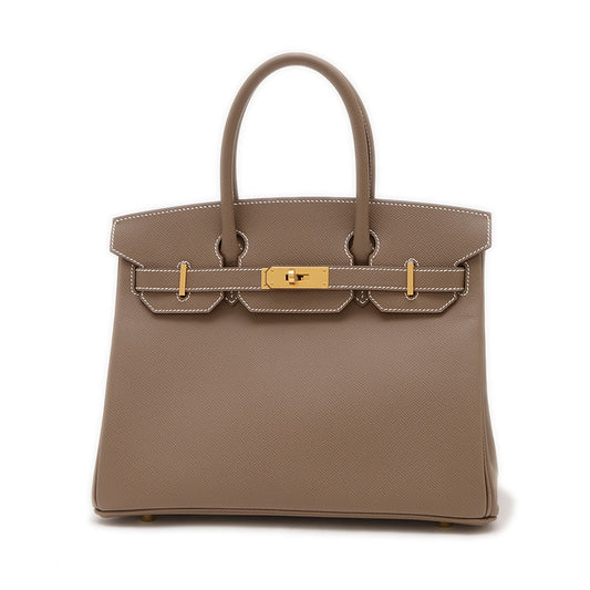 バーキン30 エプソン エトゥープ ゴールド金具 W刻印 ハンドバッグ