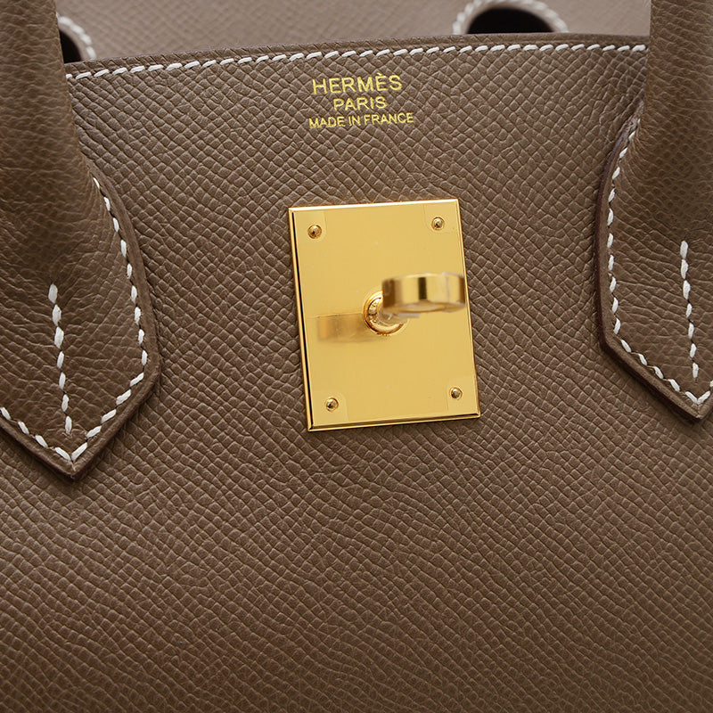 バーキン30 エプソン エトゥープ ゴールド金具 W刻印 ハンドバッグ