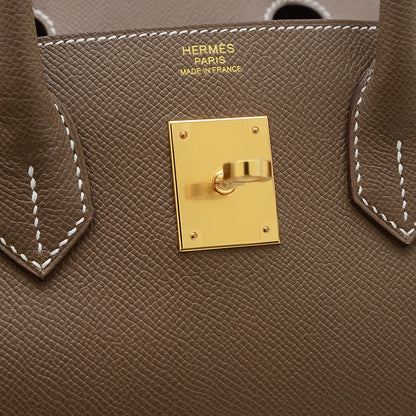 バーキン30 エプソン エトゥープ ゴールド金具 W刻印 ハンドバッグ