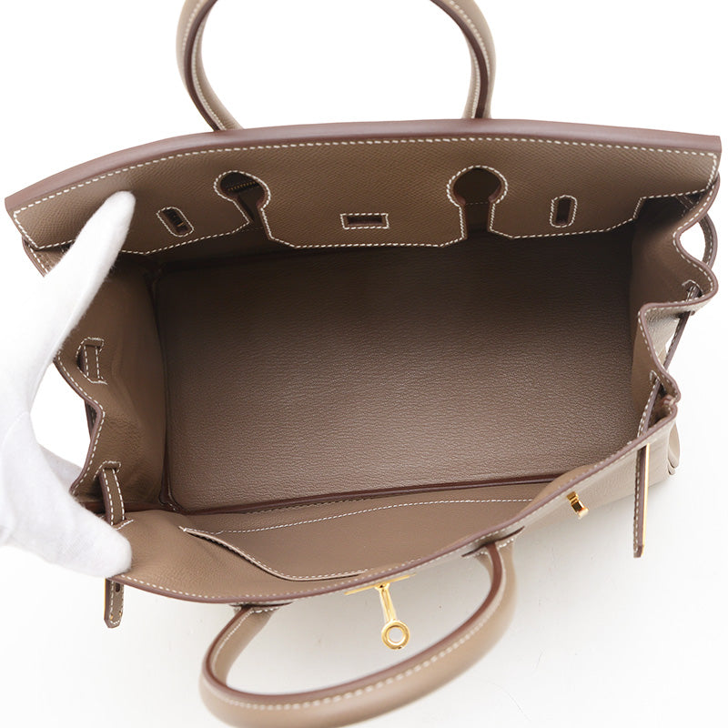 バーキン30 エプソン エトゥープ ゴールド金具 W刻印 ハンドバッグ