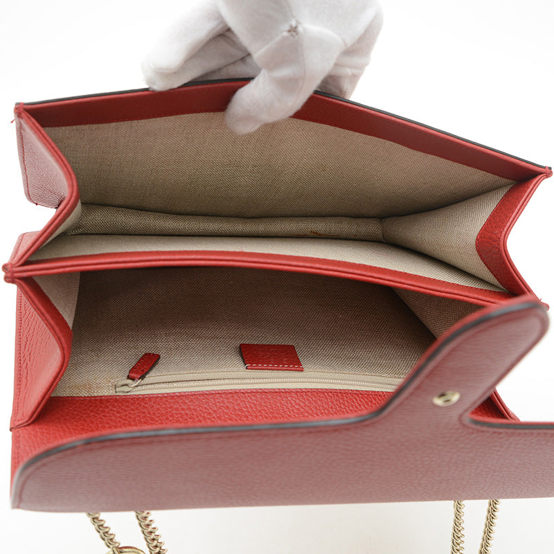 インターロッキングG チェーンショルダー ミディアム レッド 510303 ※アウトレット品 ショルダーバッグ