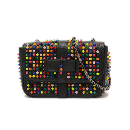 チェーンショルダーバッグ レザー ブラック/マルチカラー ショルダーバッグ