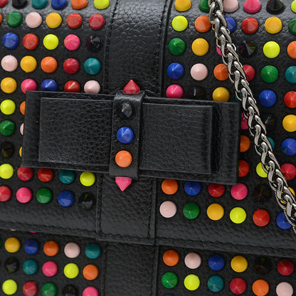 チェーンショルダーバッグ レザー ブラック/マルチカラー ショルダーバッグ