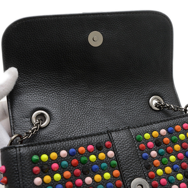 チェーンショルダーバッグ レザー ブラック/マルチカラー ショルダーバッグ