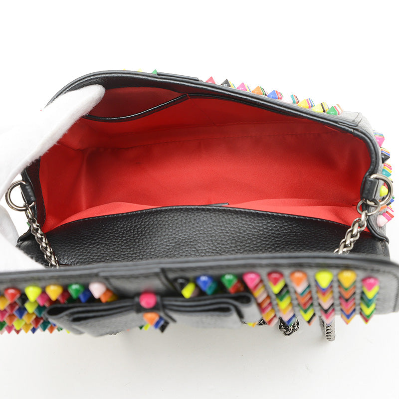 チェーンショルダーバッグ レザー ブラック/マルチカラー ショルダーバッグ