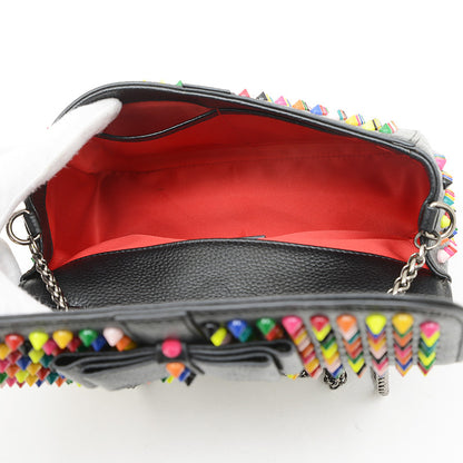 チェーンショルダーバッグ レザー ブラック/マルチカラー ショルダーバッグ