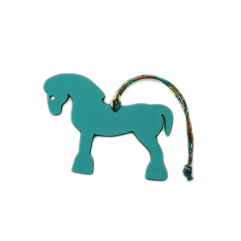 プティアッシュ エルミー ホース バッグチャーム レザー グリーン/ブラウン バッグチャーム