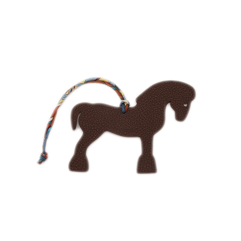 プティアッシュ エルミー ホース バッグチャーム レザー グリーン/ブラウン バッグチャーム