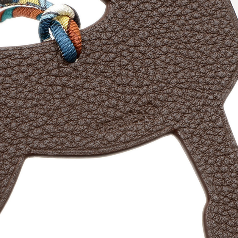 プティアッシュ エルミー ホース バッグチャーム レザー グリーン/ブラウン バッグチャーム