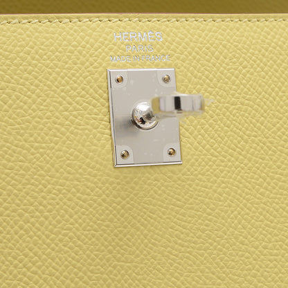 ケリー25 外縫い エプソン ジョーヌプッサン シルバー金具 W刻印 ハンドバッグ