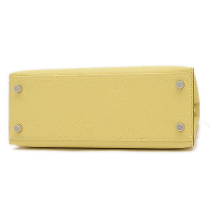 ケリー25 外縫い エプソン ジョーヌプッサン シルバー金具 W刻印 ハンドバッグ