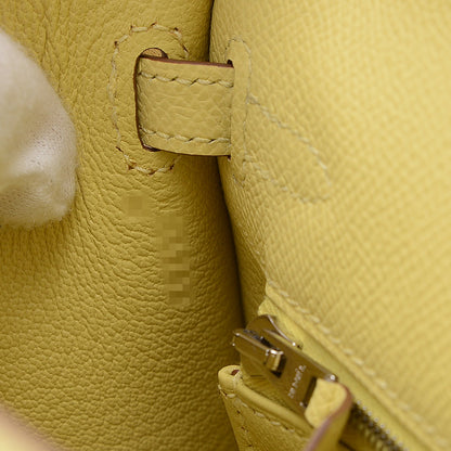 ケリー25 外縫い エプソン ジョーヌプッサン シルバー金具 W刻印 ハンドバッグ