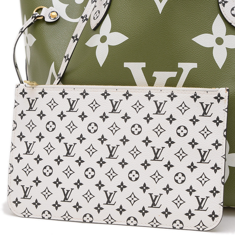 モノグラムジャイアント ネヴァーフルMM トートバッグ カーキ M44568 トートバッグ