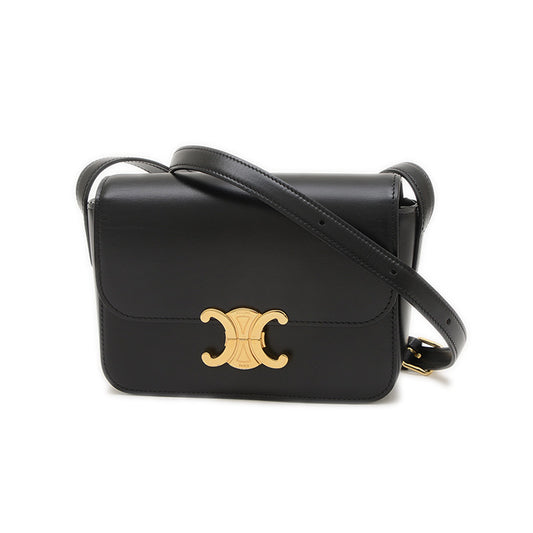 トリオンフ ショルダーバッグ カーフスキン ブラック ゴールド金具 ショルダーバッグ