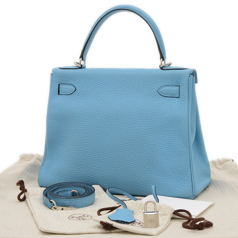 ケリー28 内縫い トゴ ブルーノール シルバー金具 D刻印 ハンドバッグ