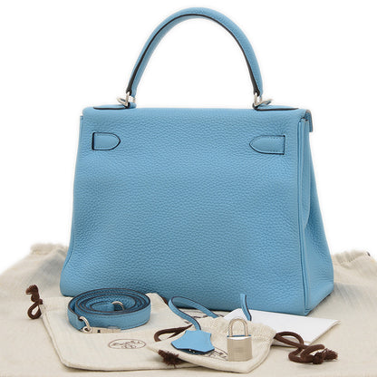 ケリー28 内縫い トゴ ブルーノール シルバー金具 D刻印 ハンドバッグ