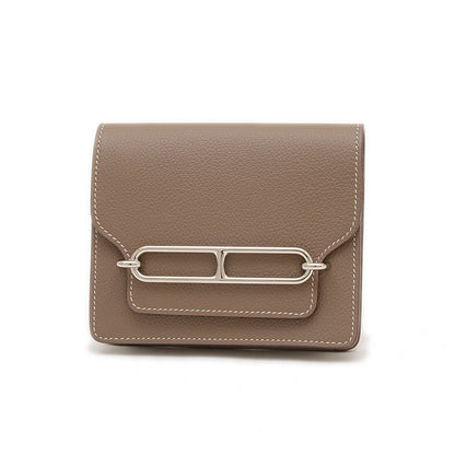 ロウリス スリム 二つ折り財布 エバーカラー エトゥープ シルバー金具 B刻印 二つ折り財布