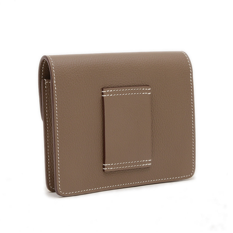 ロウリス スリム 二つ折り財布 エバーカラー エトゥープ シルバー金具 B刻印 二つ折り財布