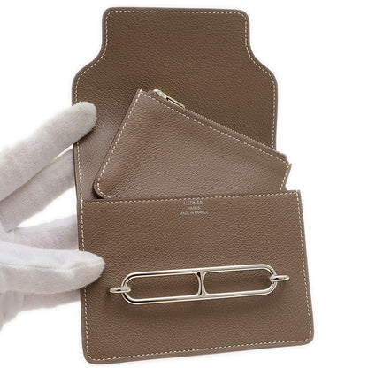 ロウリス スリム 二つ折り財布 エバーカラー エトゥープ シルバー金具 B刻印 二つ折り財布