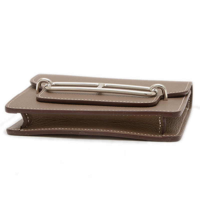 ロウリス スリム 二つ折り財布 エバーカラー エトゥープ シルバー金具 B刻印 二つ折り財布