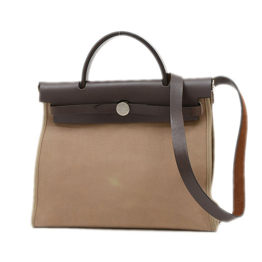 エールバッグジップ PM トワルオフィシエ/カーフ ベージュ/ブラウン T刻印 ショルダーバッグ