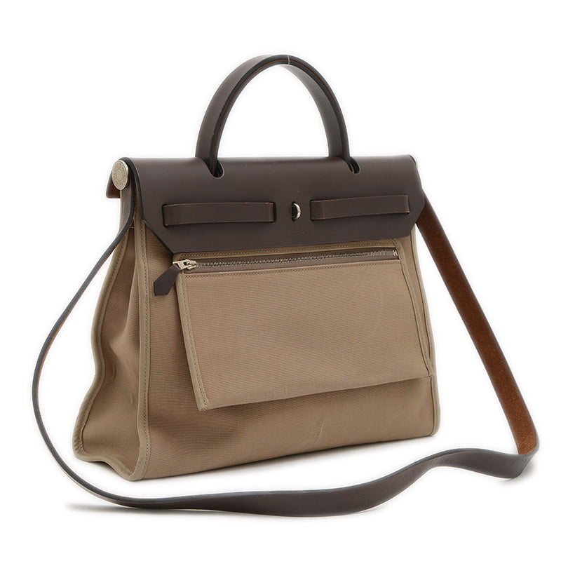 エールバッグジップ PM トワルオフィシエ/カーフ ベージュ/ブラウン T刻印 ショルダーバッグ