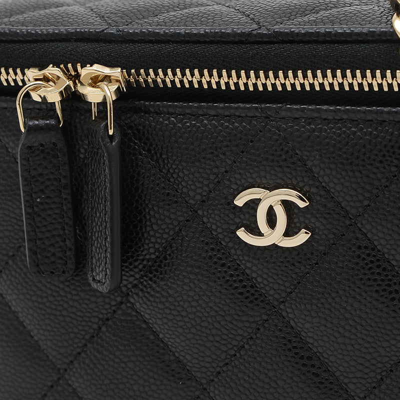 マトラッセ スモールバニティ キャビアスキン ブラック シルバー金具 AP1341 ショルダーバッグ