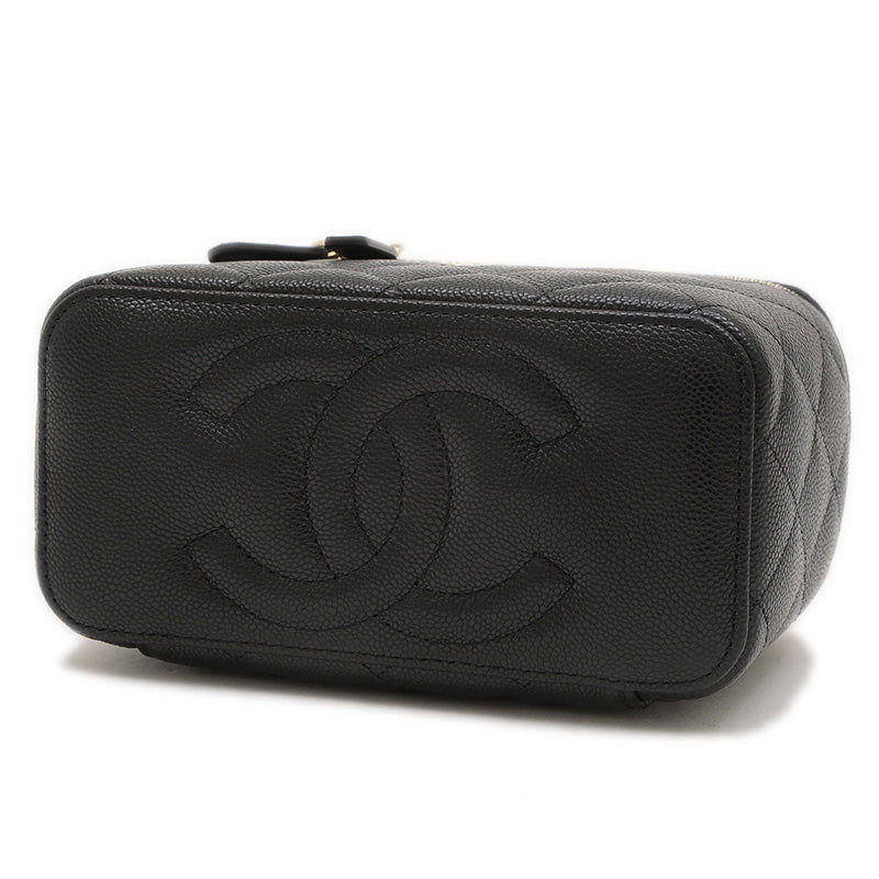 マトラッセ スモールバニティ キャビアスキン ブラック シルバー金具 AP1341 ショルダーバッグ