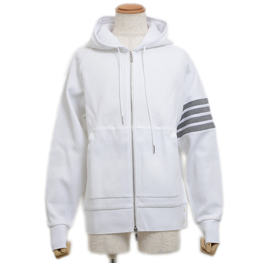 4BAR ストライプ ジップアップパーカー コットン ホワイト メンズ 3サイズ パーカー